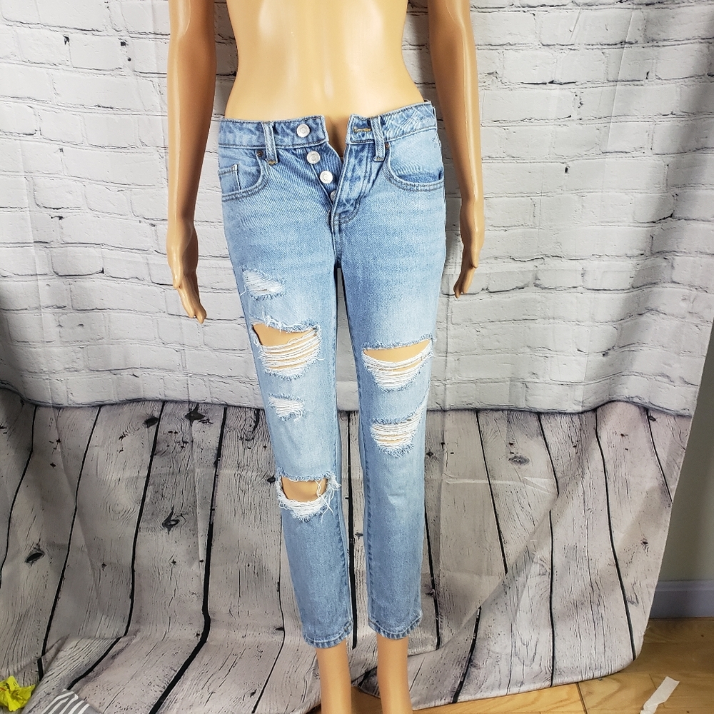 RSQ》Distressed Button fly boyfriend denim jeans
